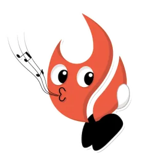 🙃 feu, musique, notes, dessin animé, personnage, flamme telegram sticker