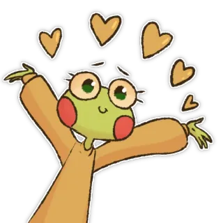 💛 kikker, schattig, harten, liefde, cartoon, dier, sticker telegram sticker