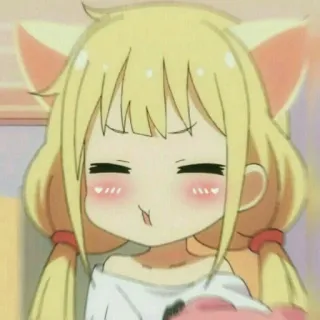 😽 anime, girl, cat ears, cute, kawaii, blond, hearts telegram sticker