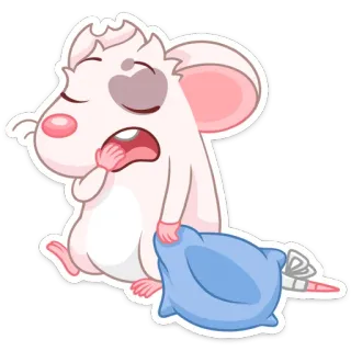 😴 Maus, niedlich, schläfrig, Cartoon, Tier, Kissen, müde telegram sticker
