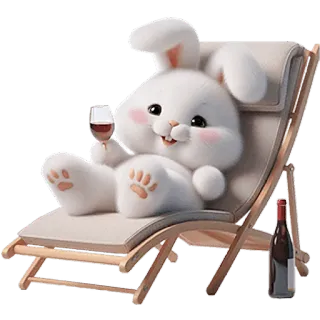🍷 kelinci, anggur, kursi, relaksasi, imut, bunny telegram sticker