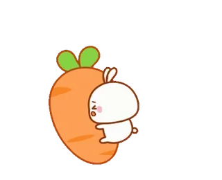 😖 Dessin animé, Lapin, Carotte, Mignon, Animal, Nourriture telegram sticker