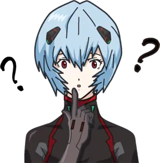 🤔 Rei Ayanami Neon Genesis Evangelion animé, confus, question, Rei, Evangelion telegram sticker