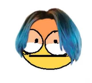 🫐 Emoji, Faccia, Cartone animato, Capelli blu, Arte digitale telegram sticker