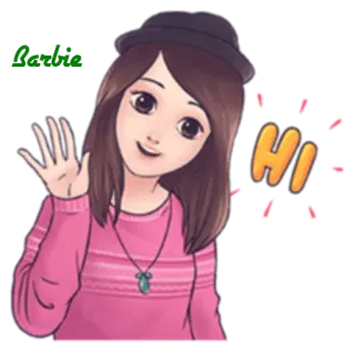 👋 Hi мультфильм, привет, девушка, шляпа, милый telegram sticker