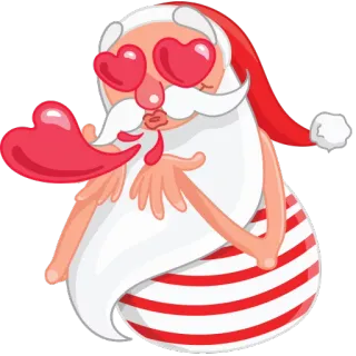 😘 Santa Claus Santa, amor, corazón, Navidad, fiesta, dibujos animados telegram sticker