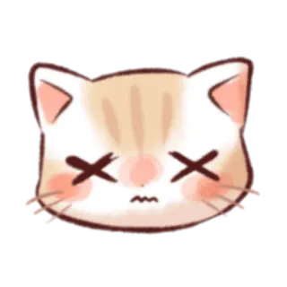 🙈 кот, мертвый, глаза X, животное, наклейка whatsapp sticker