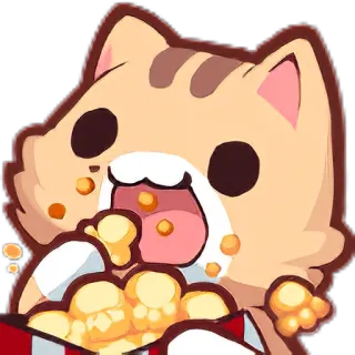 🍿 кот, попкорн, ест, милый, эмодзи telegram sticker