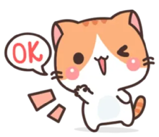 👌 OK mèo, ok, dễ thương, chấp thuận, đồng ý, emoji, sticker whatsapp sticker