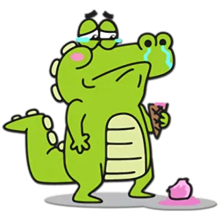 🍦 sad, crocodile, ice cream, crying, cartoon, animal telegram sticker