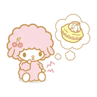 😥 милый, каваий, мультфильм, овца, десерт, еда, сладкий whatsapp sticker