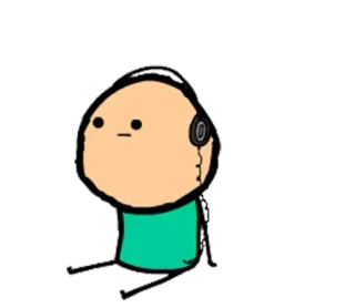 😐 cartoon, headphones, cyanide and happiness, stick figure, listening, music telegram sticker