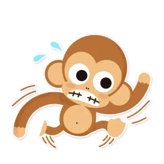 🏃 monyet, kartun, berlari, keringat, takut, binatang, ilustrasi telegram sticker