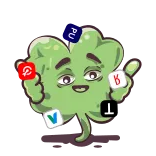 ✅ trifoglio, social media, simboli, cartoni animati, illustrazione, fortuna whatsapp sticker