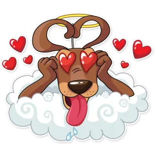 😍 dog, love, heart, cartoon, cute, romantic, cloud whatsapp sticker