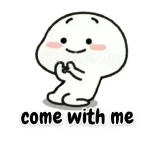 😙 come with me carino, cartone animato, invito, felice, personaggio telegram sticker