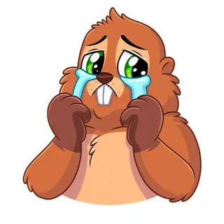 😭 beaver, crying, sad, cartoon, animal, emotions telegram sticker