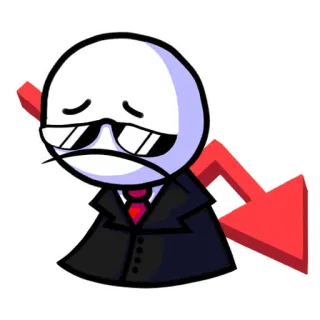 📊 персонаж, мультфильм, грустный, бизнес, стрелка telegram sticker