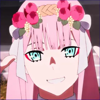 🍓 Zero Two Darling in the Franxx Anime, Zero Two, Darling in the Franxx, Mädchen, pinke Haare telegram sticker
