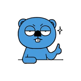👍 cartoon, animal, blue, middle finger, offensive, gesture, angry telegram sticker