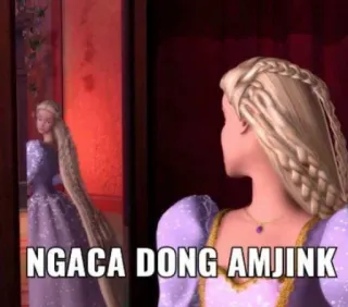 🧘‍♂ NGACA DONG AMJINK meme, Barbie, insulto, espejo, princesa telegram sticker