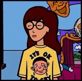🍑 Daria IT'S OK TO CRY дарья, можно плакать, мультфильм, очки, саркастичный, подросток whatsapp sticker