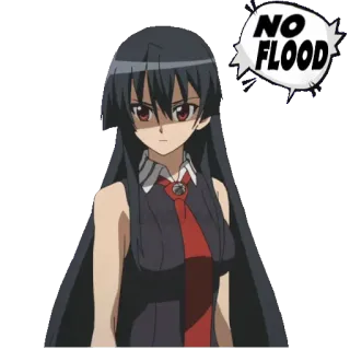 💦 Akame Akame ga Kill! NO FLOOD Anime, Akame ga Kill, Akame, Geen overstroming, Waarschuwing, Meme telegram sticker