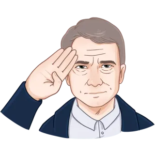 👋 경례, 남자, 만화, 정치인 telegram sticker