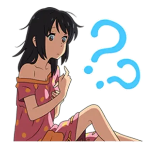 😳 anime girl, question mark, pajamas, thinking, curious, cartoon telegram sticker