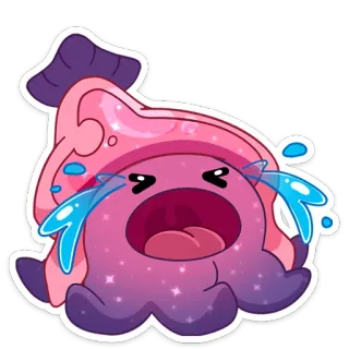 😭 piangere, triste, mostro, cartone animato, carino, adesivo whatsapp sticker