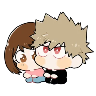 ❤️ Bakugo My Hero Academia Anime, Manga, Bakugo, Ochaco, My Hero Academia, Chibi telegram sticker
