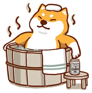 🛁 GURA Hund, Bad, Entspannung, Spa, süß, Tier, Shiba Inu whatsapp sticker