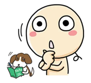 😁 Note กำลังคิด, ตกใจ, สุนัข, โน้ต, กำลังเรียน, กำลังเขียน, การ์ตูน telegram sticker
