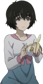 🍌 애니메이션, 여자, 바나나, 귀여운 telegram sticker