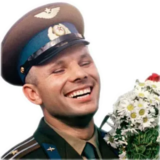 💐 Yuri Gagarin Yuri Gagarin, cosmonaut, Soviet Union, space, flowers, military telegram sticker
