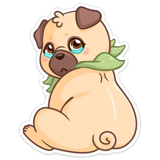 😭 퍼그, 강아지, 슬픈, 우는, 애완 동물, 동물 telegram sticker