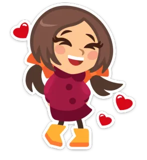 💖 Cartoon, Mädchen, Herzen, Süß, Liebe, Freundschaft, Fröhlich whatsapp sticker