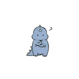 🤍 dinosaur, cute, cartoon, animal, blue, question mark, drawing, sticker telegram sticker