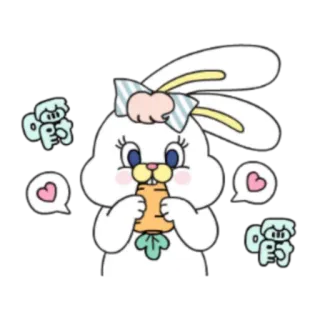 🥕 rabbit, cartoon, cute, bunny, carrot, kawaii, animal whatsapp sticker
