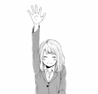 ✋ anime girl, happy, raising hand, manga, school uniform, cute, kawaii telegram sticker