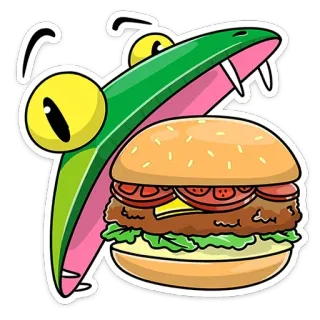 🍔 slang, burger, eten, cartoon, dier, sandwich, reptiel, humor telegram sticker