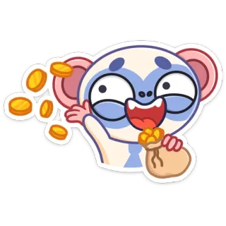 💰 adesivo, macaco, moedas, bolsa, dinheiro, feliz, desenho animado telegram sticker