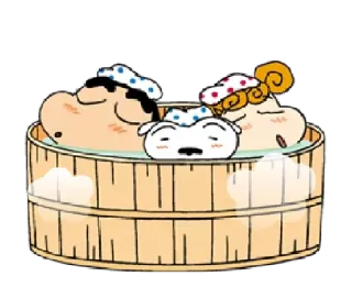 🏊 bath, cartoon, family, cute, relaxing telegram sticker