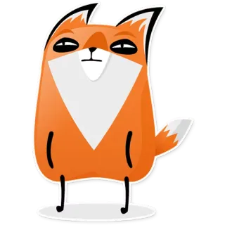 😑 volpe, animale, cartone animato, adesivo, arancione, bianco whatsapp sticker