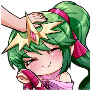 😊 Anime, Chibi, Fofo, Garota, Tapinha na cabeça, Cabelo verde whatsapp sticker