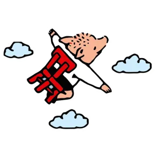🏃 Schwein, fliegend, Stuhl, Wolken, Cartoon, Tier telegram sticker