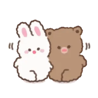 💕 lapin, ours, mignon, kawaii, animal, dessin animé, autocollant telegram sticker