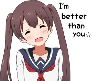 😇 I'm better than you anime, girl, school uniform, smug, bragging, superiority telegram sticker