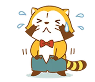 🈹 tanuki, animale, cartone animato, carino, piangente, kawaii telegram sticker