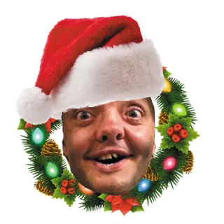 🎅 คริสต์มาส, พวงหรีด, หมวกซานต้า, ผู้ชาย, ตลก telegram sticker